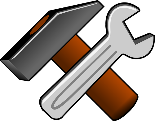500x391 Vector Clip Art Of Thick Hammer And Wrench Icon Public Domain