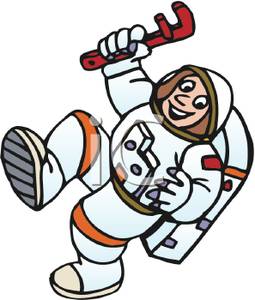 255x300 Clip Art Image An Astronaut With A Red Wrench