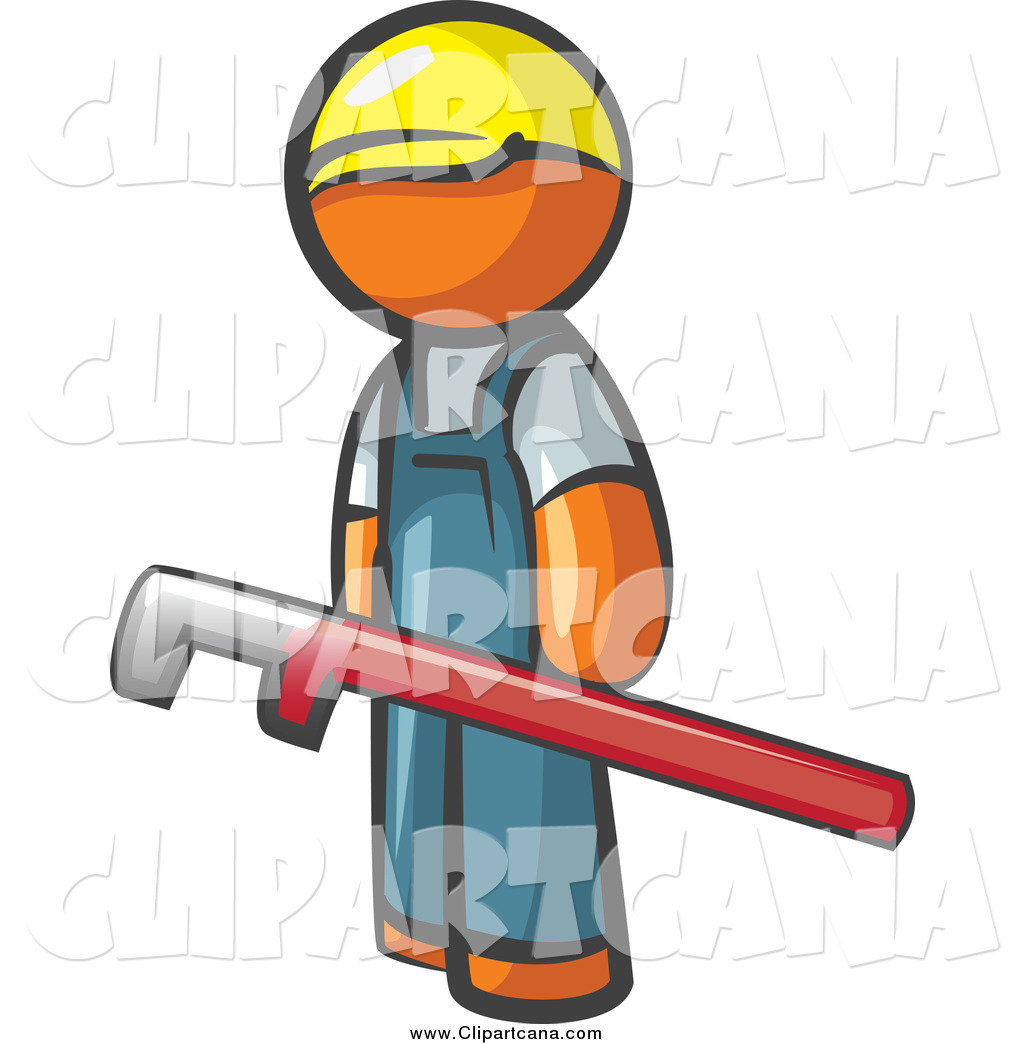 1024x1044 Clip Art Of An Orange Man Construction Worker With A Red Pipe