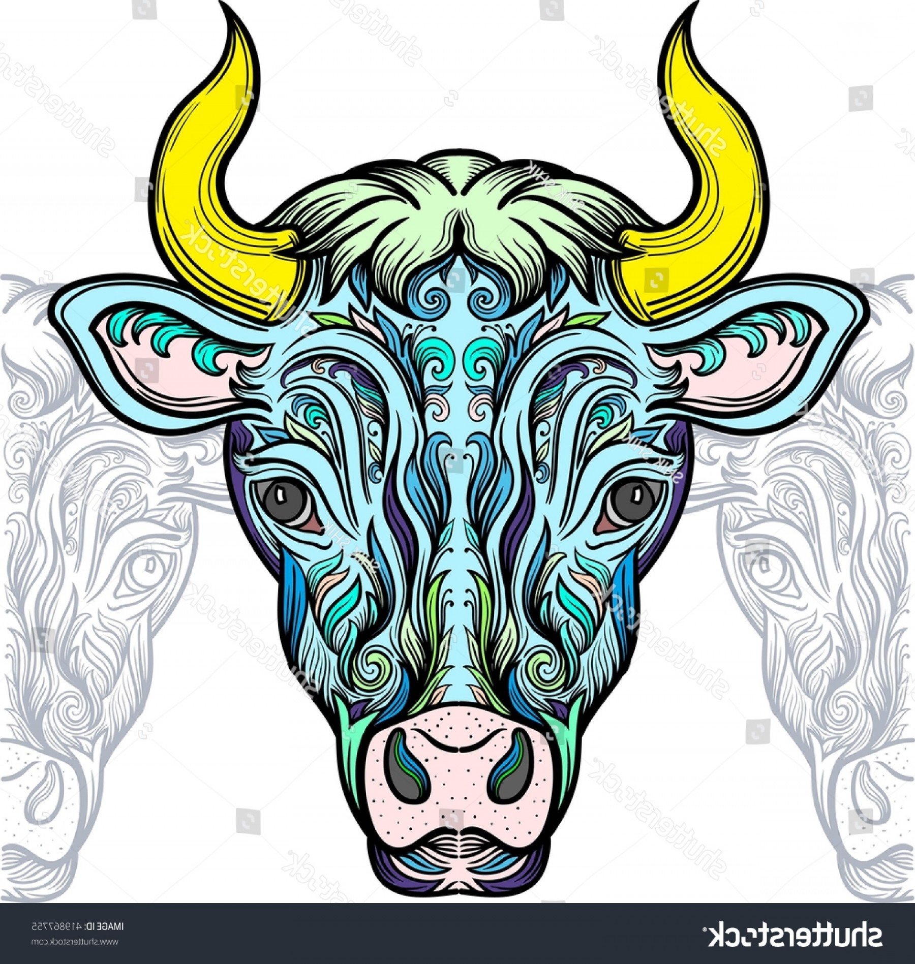 1800x1897 Bull Decorative Pattern Vector Clip Art Createmepink