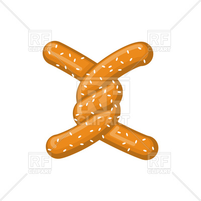 400x400 Letter X Pretzel Font Royalty Free Vector Clip Art Image