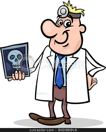 372x464 Cartoon Doctor Illustration With Xray Stock Vector