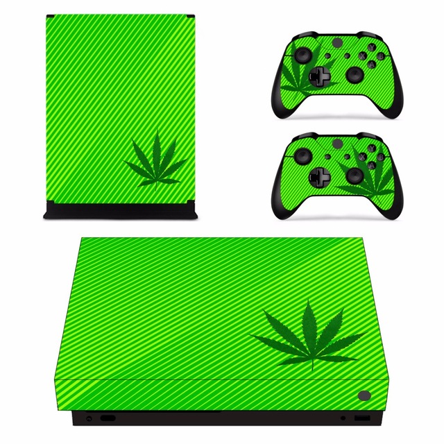 640x640 Green Weed Full Set Faceplates Skin Stickers For Xbox One X