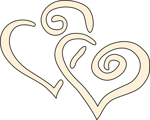 600x480 Cream Swirly Hearts Clip Art