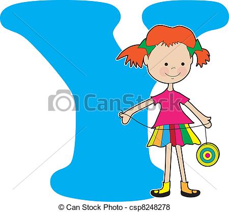 450x416 Alphabet Girl Y. A Young Girl Holding A Yoyo To Stand