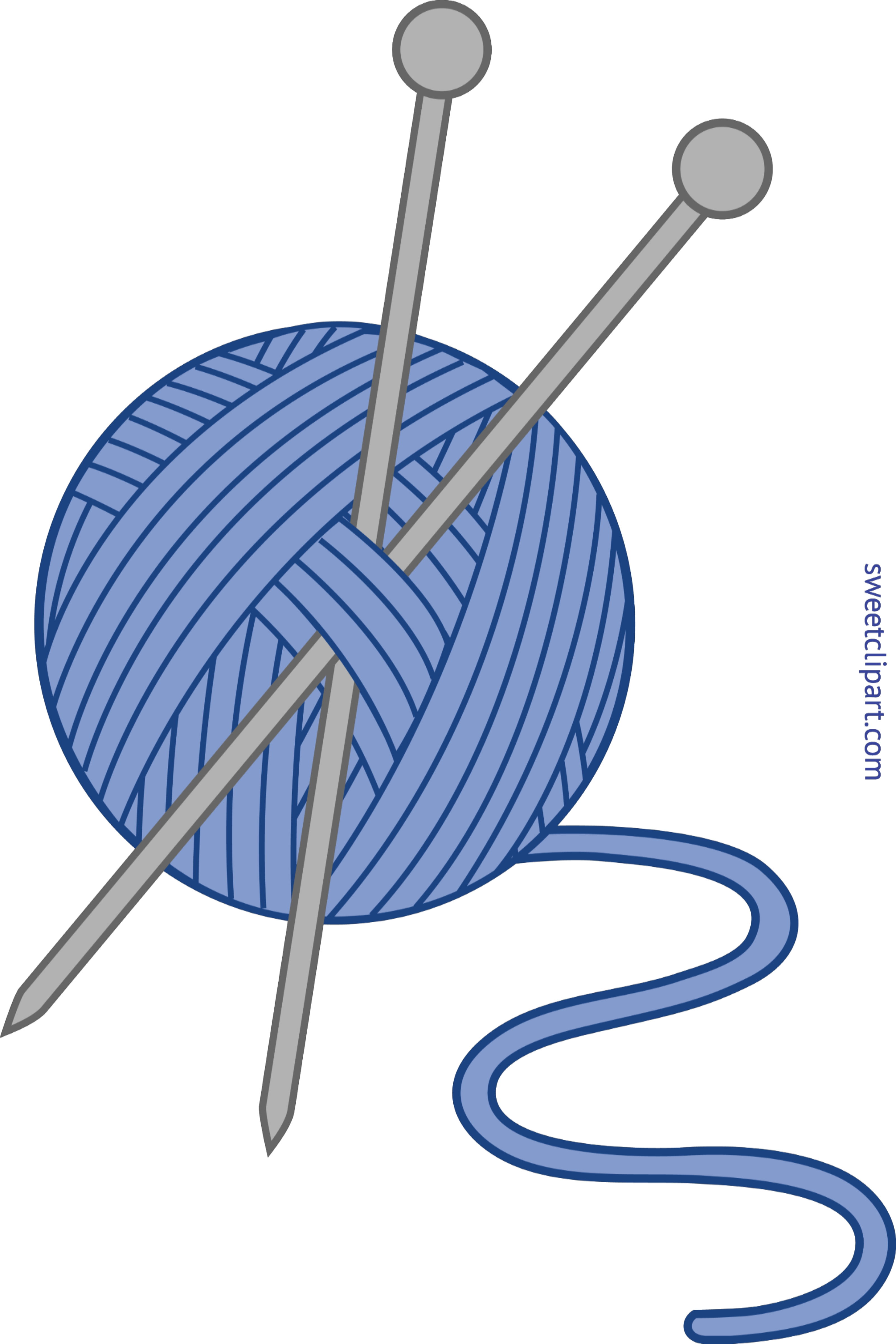 3206x4809 Knitting Yarn Needles Blue Clip Art