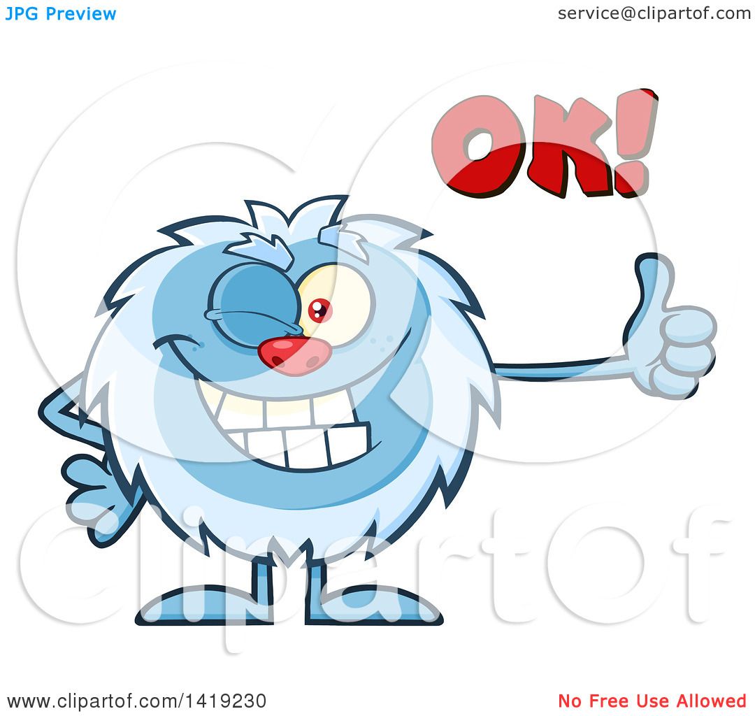 1080x1024 Clipart Of A Cartoon Yeti Abominable Snowman Winking, Saying Ok