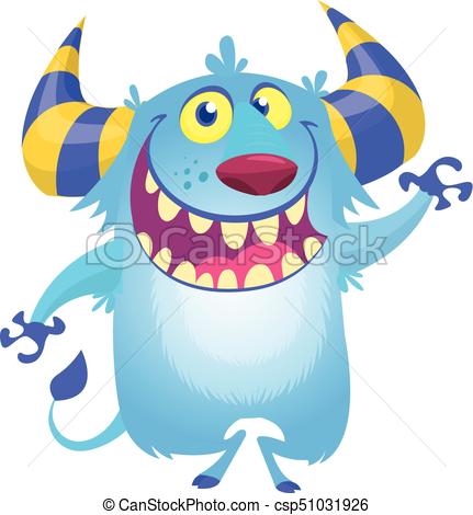 431x470 Cute Fluffy Blue Monster Yeti. Vector Bigfoot Character Vector