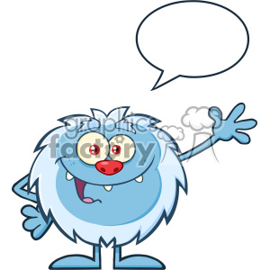 300x300 Royalty Free Cute Little Yeti Cartoon Mascot Character Waving