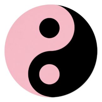 324x324 Pink And Black Yin Yang Symbol Birthday 5.25 Square Invitation