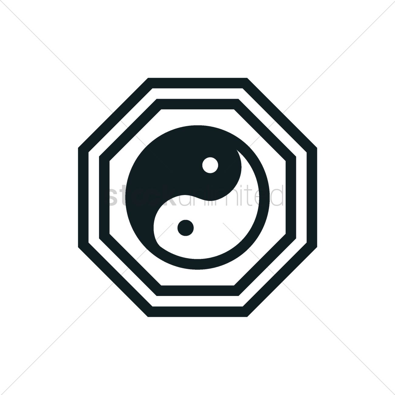 1300x1300 Yin Yang Symbol In Bagua Mirror Vector Image