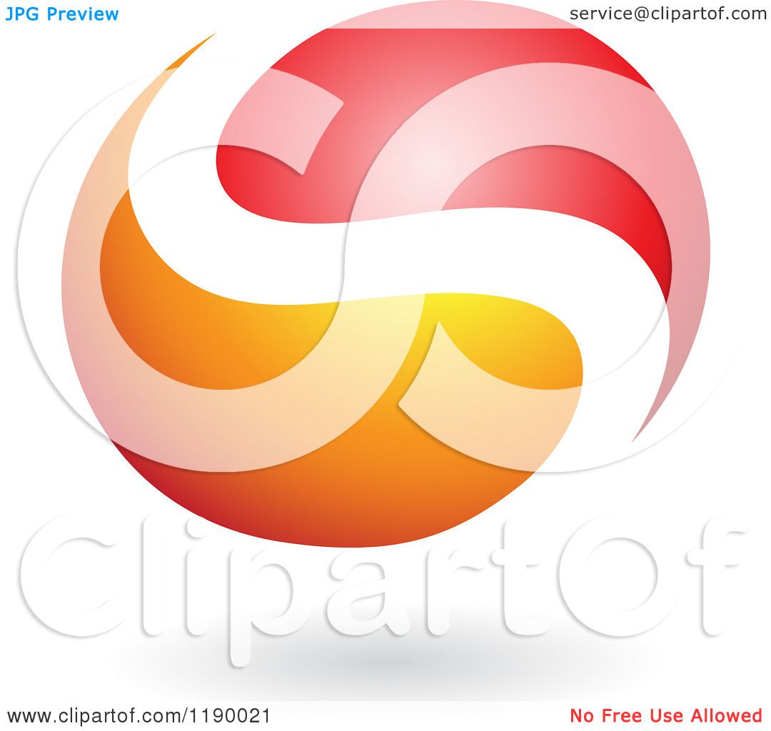 1080x1024 Clipart Of An Abstract Letter S Yin Yang In Red And Orange