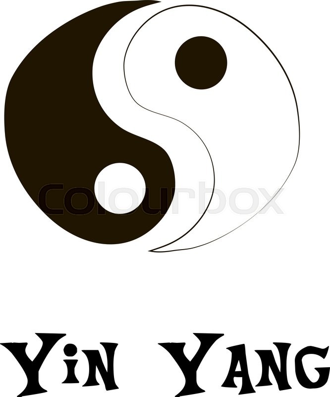 666x800 Buddhist Symbol Of Yin Yang. Chinese Calligraphy Ink. Stock