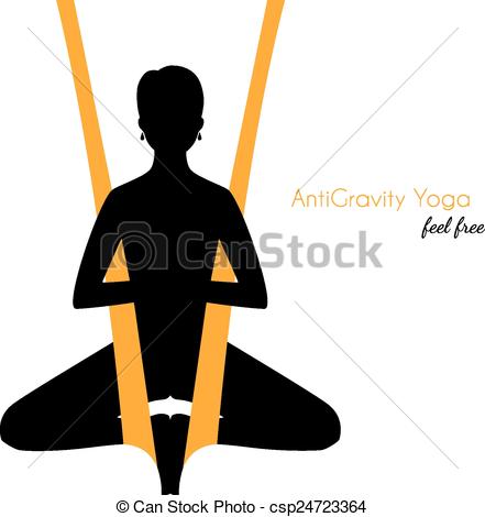 441x470 Vector Illustration Of Anti Gravity Yoga Poses Woman Clip Art