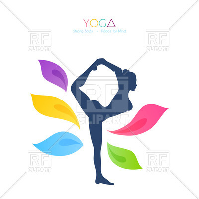 400x400 Blue Silhouette Of Beautiful Woman Doing Yoga And Petals Royalty