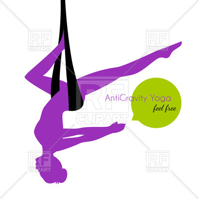 400x400 Silhouette Of Woman In Anti Gravity Yoga Poses Royalty Free Vector