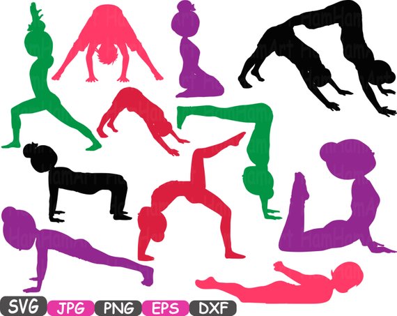 570x453 Yoga Poses Cutting Files Svg Yoga Silhouettes Monogram Fitness