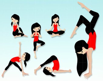 340x270 On Sale Yoga Silhouettes Digital Clipart Commercial Use Ok