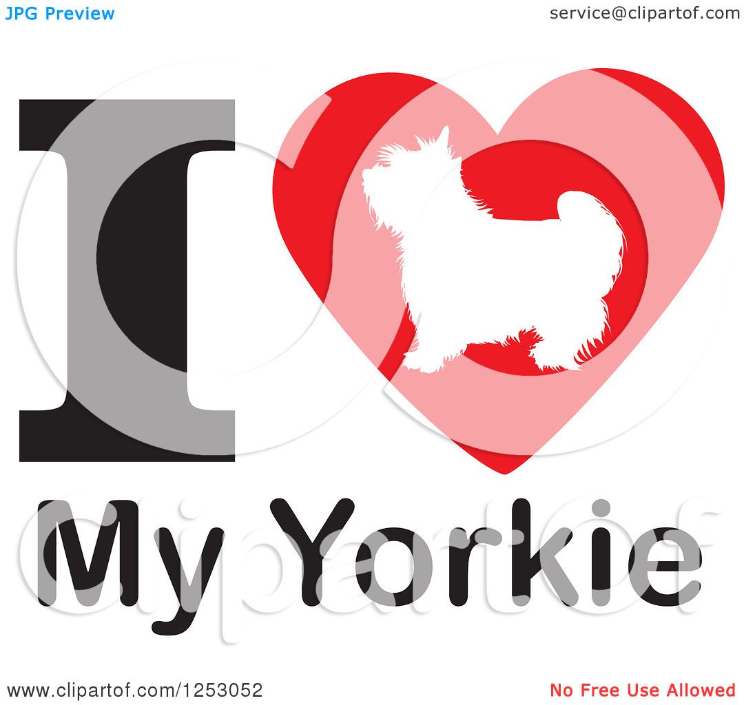 1080x1024 Clipart Of An I Heart My Yorkie Dog Design