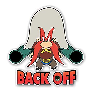 355x355 Yosemite Sam Back Off Die Cut Decal (3h X 2.9w
