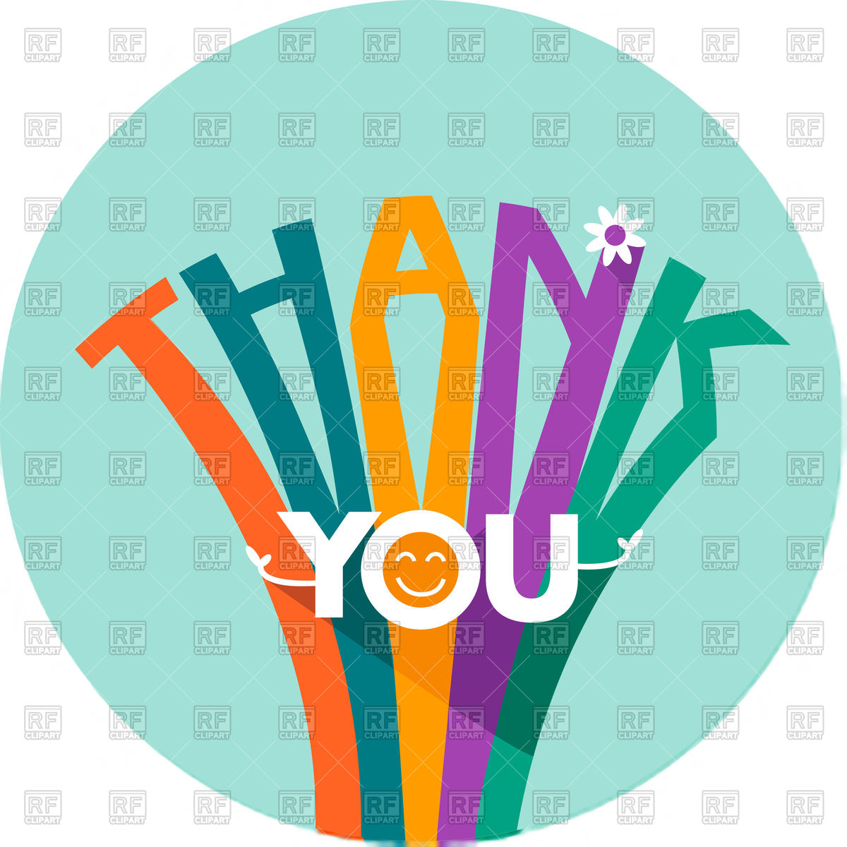 1200x1200 Thank You Card In Flat Style Royalty Free Vector Clip Art Image
