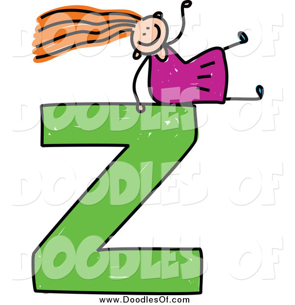 600x620 Vector Clipart Of A Doodled Red Haired White Girl On A Capital