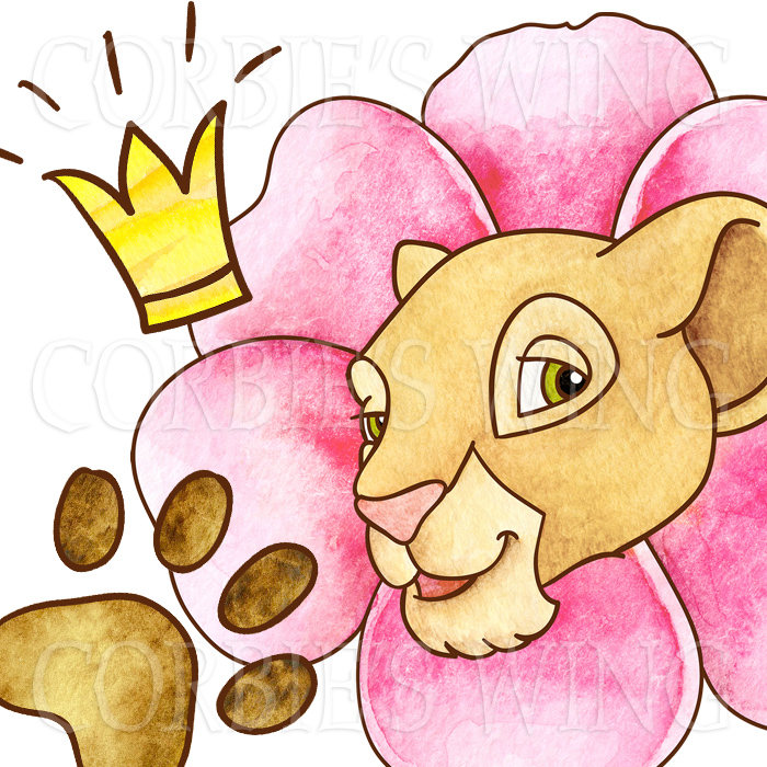 700x700 Watercolor Lion King Simba Nala Clipart. Digital Prints Planner