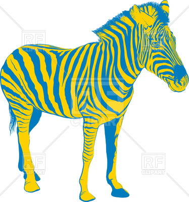 374x400 Yellow Blue Zebra Royalty Free Vector Clip Art Image