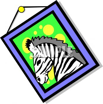 346x350 Cartoon Framed Picture Of A Zebra