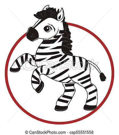 417x470 Zebra And Red Sign. Zebra Peek Up From Red Road Sign Stock