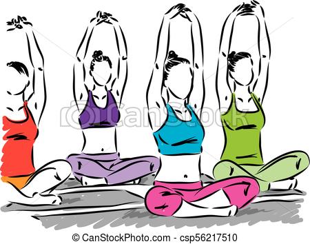 450x354 Group Fitness Zen Vector Illustration Vector Clip Art
