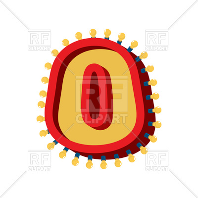 400x400 Number 0 Lamp Glowing Font. Vintage Light Bulb Alphabet Sign Zero