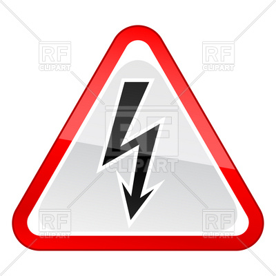 400x400 Red And White High Voltage Sign With Zigzag Lightning Royalty Free