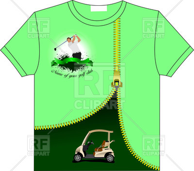 400x353 Golfer T Shirt With Golf Club Logo And Electric Car Under