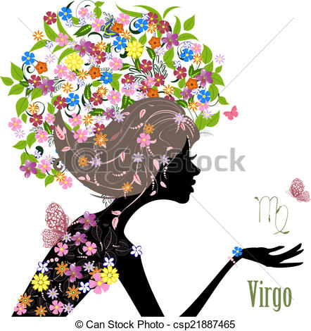 442x470 Zodiac Sign Virgo. Fashion Girl Clip Art Vector