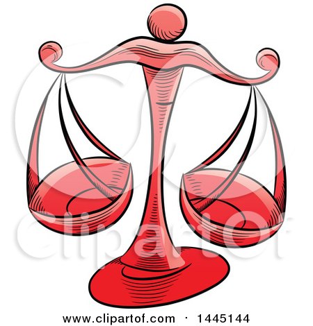 450x470 Clipart Of Sketched Red Astrology Zodiac Libra Scales