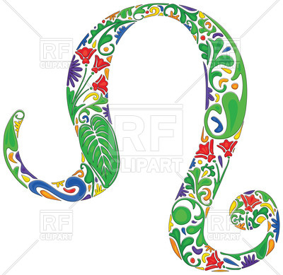 400x389 Leo Zodiac Sign Made Of Floral Elements Royalty Free Vector Clip