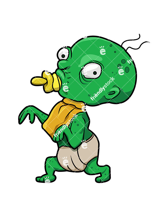 585x755 Funny Baby Zombie With Pacifier Vector Cartoon Clipart
