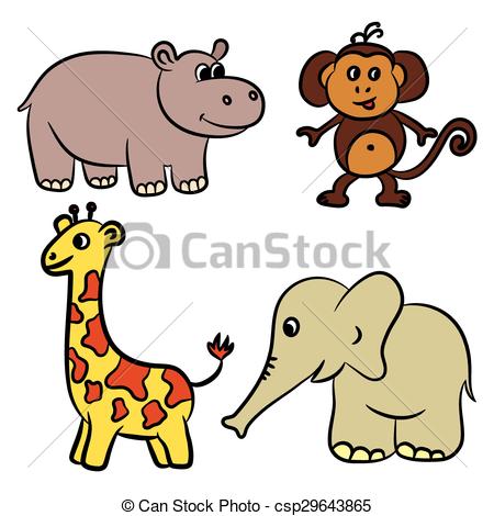 450x470 Cute Zoo Animals Collection. Vector Illustration. Clip Art Vector