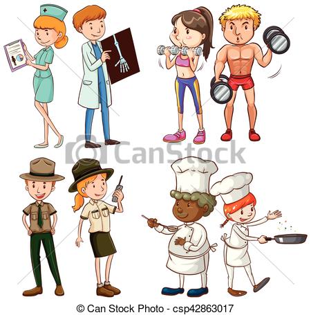 450x455 People Doing Different Jobs Illustration Vector Clip Art