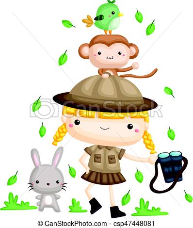 398x470 Zookeeper Girl With Her Animal Vector