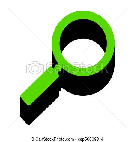 450x470 Zoom Sign Illustration. Vector. Green 3d Icon With Black Vector