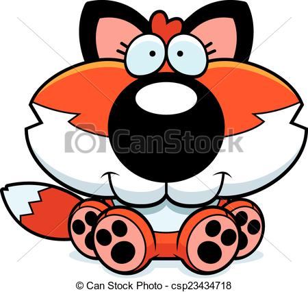 450x426 Cachorro, Zorro, Caricatura, Sentado. Sentado, Zorro, Clip Art