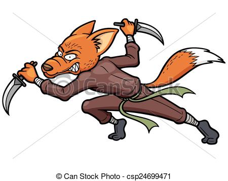 450x357 Vector Illustration Of Cartoon Ninja Fox Vectors Illustration