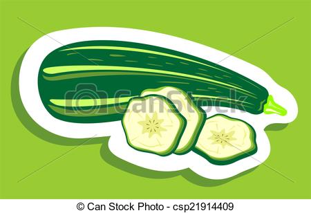 450x308 Stylized Zucchini And Slices Isolated On A Green Background. Stock