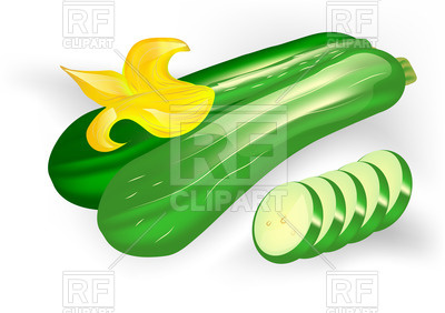 400x282 Courgettes (Zucchini) With Flower Royalty Free Vector Clip Art