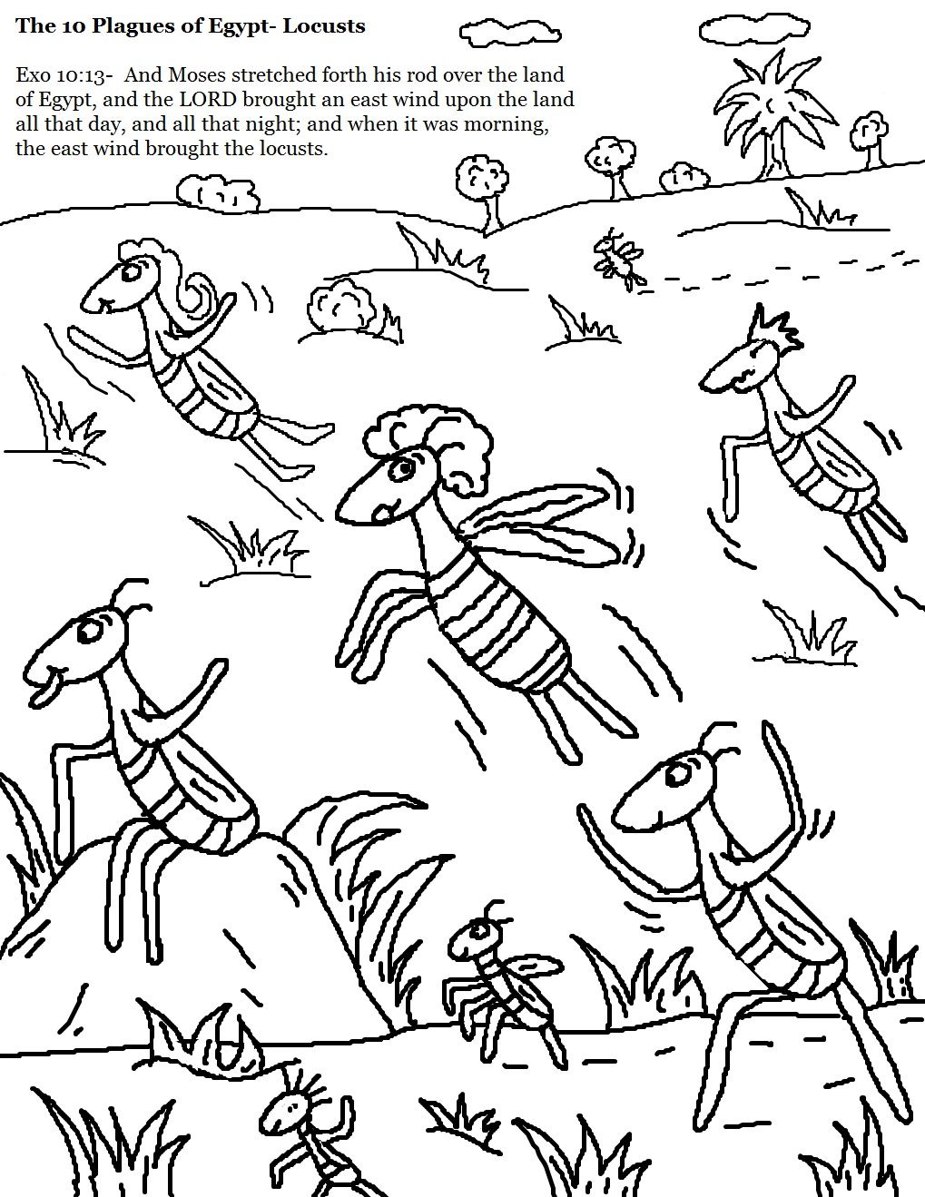 1019x1319 The Plagues Of Egypt Locusts Coloring Pages
