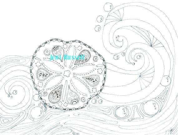 570x433 Dollar Coloring Page Sand Dollar And Waves Coloring Page
