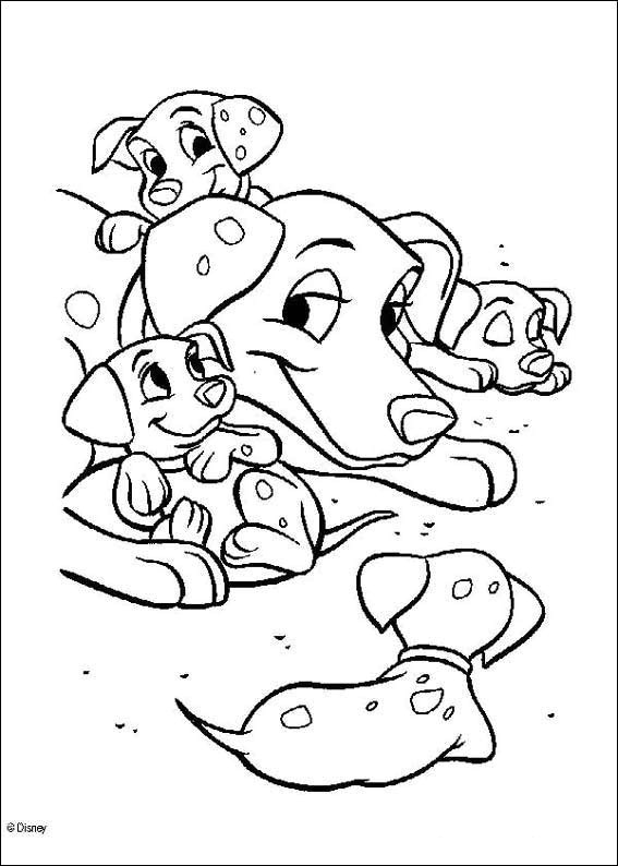 567x794 Dalmatians Mom With Puppies Coloring Page