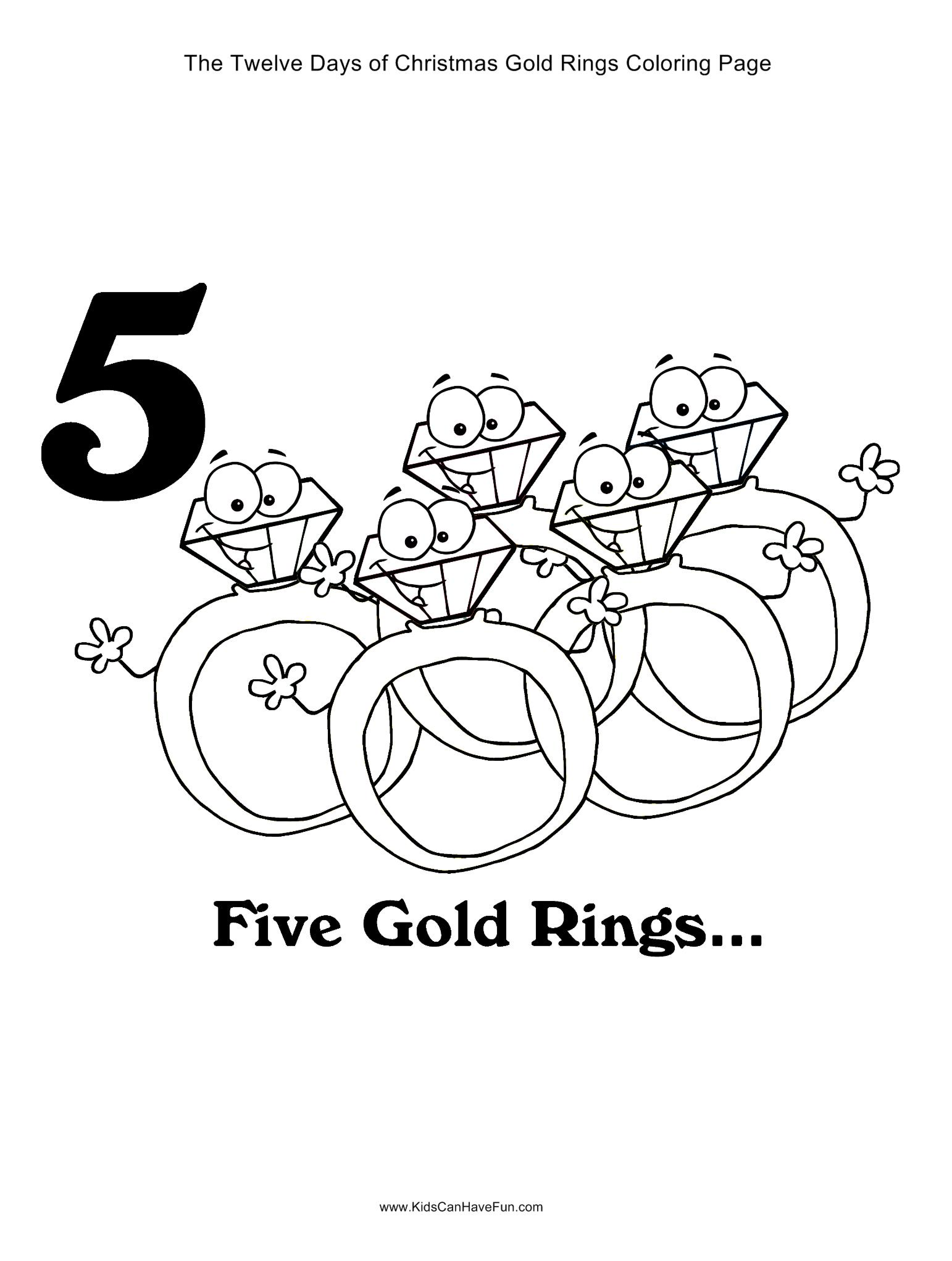 3084x4084 Days Of Christmas Five Gold Rings Coloring Page
